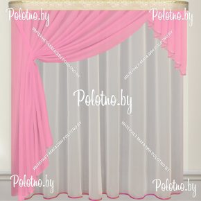 Кухонные шторы Элиза розового цвета на левую сторону