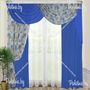 Готовые шторы Камелия синего цвета