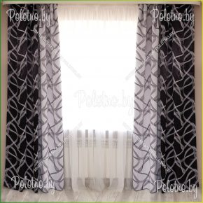 Готовые шторы в спальню серо-чёрного цвета