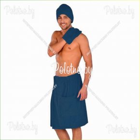 Махровый комплект для сауны мужской темно-синего цвета